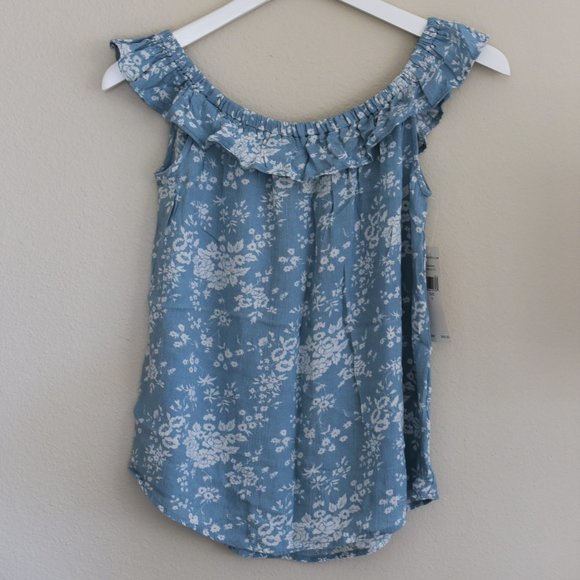 NEW! Denim & Supply Ralph Lauren Blue Floral Off The Shoulder Top Size Small - Picture 4 of 6